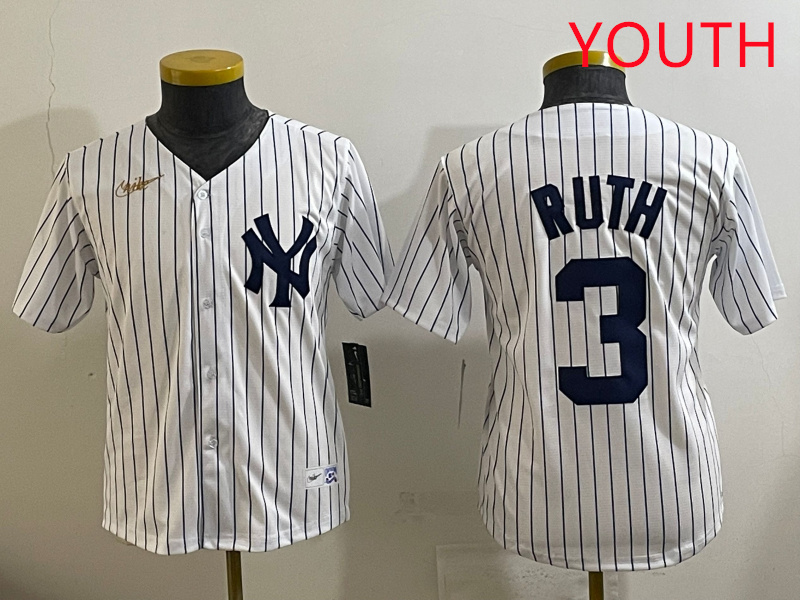 Youth New York Yankees #3 Ruth White 2025 Nike MLB jersey style 5